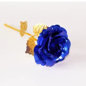 Rosa Artificial Banho de Ouro 24K - Decoração Criativa para Festas - Azul