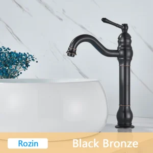 Torneira de Banheiro de Bronze Antigo com Misturador Quente e Frio - Bronze Preto