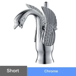 Torneira Misturadora Dourada para Banheiro com Água Quente e Fria - Cromado Curto