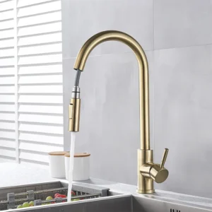 Torneira de Cozinha com Sensor Inox e Controle de Toque - Rotação 360