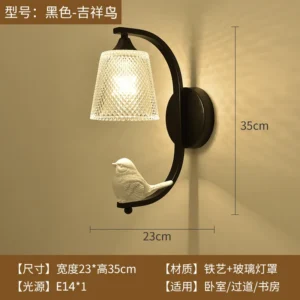 Lâmpada de Parede Moderna em Formato de Pássaro para Decoração - Base de ferro com pássaro