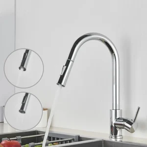 Torneira de Cozinha com Sensor Inox e Controle de Toque - Rotação 360