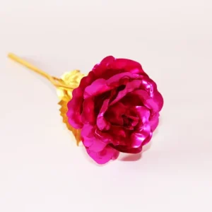 Rosa Artificial Banho de Ouro 24K - Decoração Criativa para Festas - Rosa-avermelhado