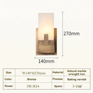 Luminária de Parede Minimalista em Mármore Natural com LED