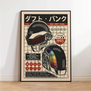 Quadro Decorativo Daft Punk Retro para Sala e Quarto - Pintura em Tela