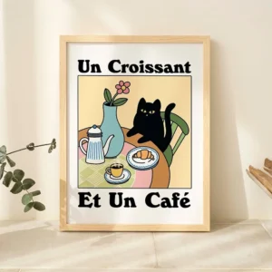 Quadro Decorativo de Gato Preto para Sala de Estar - Arte em Tela