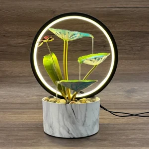 Fonte de Água Corrente Lotus para Decoração Interna - Branca e Preta - BRANCO