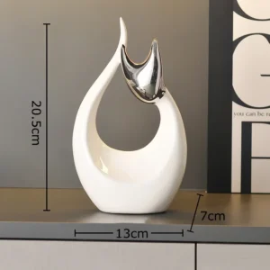 Estátua de Gato em Cerâmica para Decoração Moderna de Mesa - Prata-P