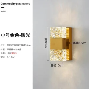 Luminária de Parede de Cristal à Prova d'Água para Jardim e Varanda - Branco Quente 3000K