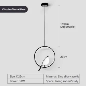 Luminária Pendente LED Rotativa para Quarto - Ouro e Prata
