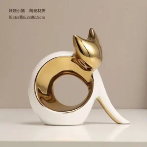 Gato Cerâmico Decorativo Moderno para Casa - Luxo Acessível - Modelo B