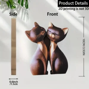 Escultura de Gato e Coelho de Madeira - Decoração Charmosa para Casa - H