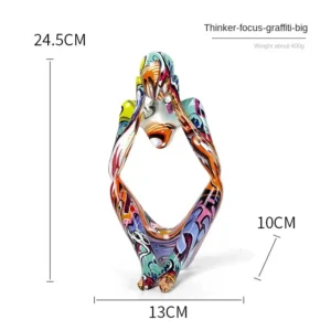 Estátua Decorativa do Pensador em Resina Colorida para Decoração de Casa - Pensador Colorido do Meio, G