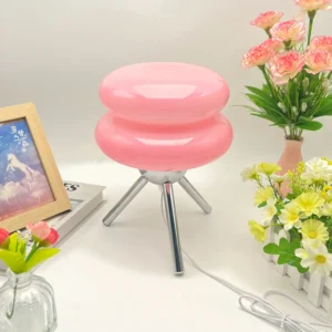 Luminária de Mesa de Vidro Vintage Nórdica para Quarto e Estudo - Rosa
