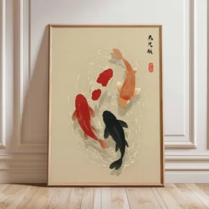 Pôster de Peixe Koi Japonês - Arte Minimalista para Decoração