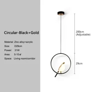 Lustre Pendentes LED Moderno para Sala de Estar e Quarto