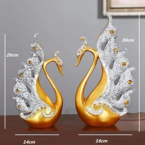 Estatuetas de Cisne Dourado - Decoração Elegante para Casamento - Ouro