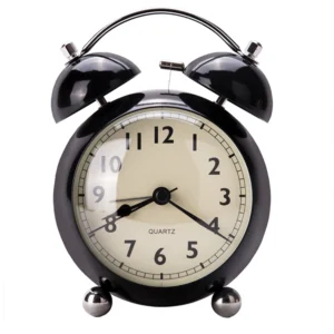 Relógio Despertador Retro de Metal com Luz de Fundo - Silencioso e Moderno - black