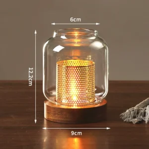 Castiçal Vintage de Madeira com Tampa de Vidro para Decoração - Rede Antichama B