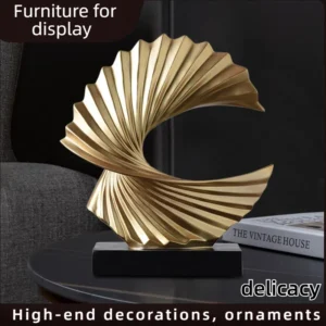 Escultura Abstrata Dourada para Decoração Moderna da Sua Casa