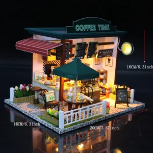 Casa de Bonecas Miniatura de Madeira com Móveis e Luzes LED - C006 sem capa