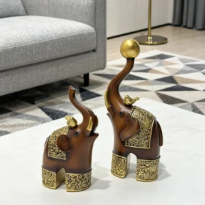 Escultura de Animal em Resina com Imitação de Madeira para Decoração