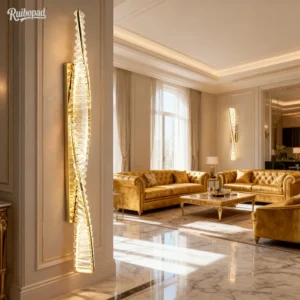 Arandela de Cristal Dourada LED Moderna para Sala e Quarto