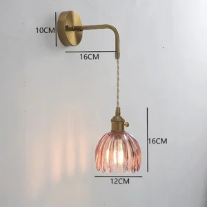 Luminária de Parede Moderna Floral LED Verde para Quarto e Sala - C pink