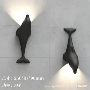 Luminária de Parede Linear Golfinho LED Preta para Decoração - Branco Neutro