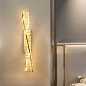 Arandela Moderna de Cristal Dourada para Iluminação Interna