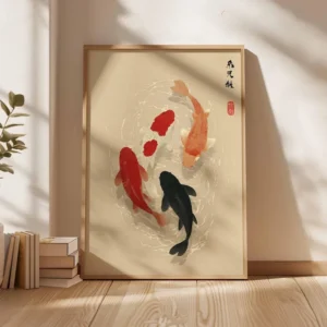Pôster de Peixe Koi Japonês - Arte Minimalista para Decoração