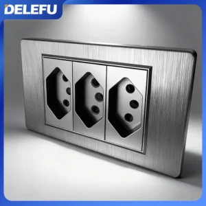 Painel de Alumínio Escovado Cinza para Tomada de Parede 10A 20A