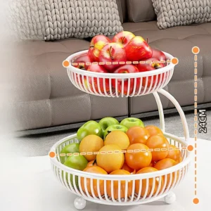 Cesto de Frutas Multicamadas em Ferro - Organizador de Mesa Elegante - Bandeja de Frutas Pequena Escalonada Branca de Alta Qualidade