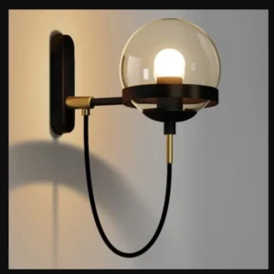 Arandela Moderna de Vidro Bola para Iluminação Interna - Ouro - Âmbar Preto-10