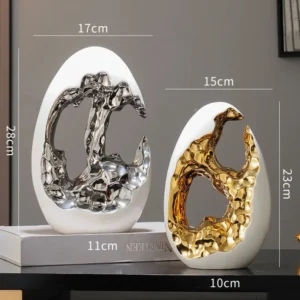 Estátua Decorativa em Cerâmica de Peixe para Escritório e Casa - Modelo 7 - 2 Peças