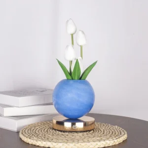 Abajur Tulipa LED Recarregável para Decoração de Mesa - Tulipas Brancas