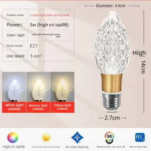 Lustre de Acrílico LED E27 E14 - Luz Quente e Fria para Sala