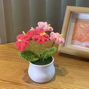 Mini Vaso de Flor Rosa para Decoração de Escritório e Casa - 1/2/4 Peças - Modelo J, 2 Peças