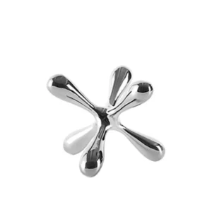 Escultura Geométrica de Resina para Decoração de Ambientes Modernos - Prata G-15cm