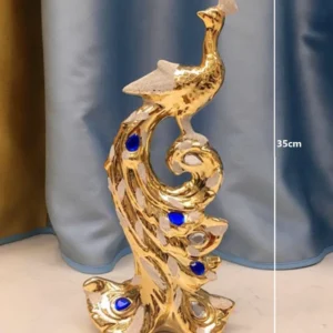 Escultura de Fênix Dourada em Cerâmica para Decoração de Ambientes - A 35x17x8cm