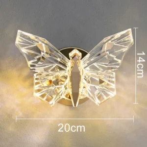 Lâmpada de Parede Borboleta LED Dourada para Decoração Moderna