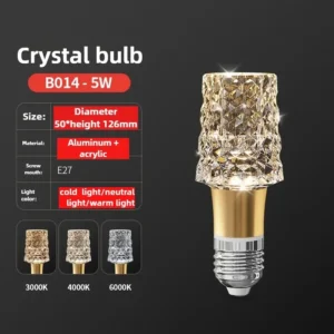 Lâmpada de Cristal LED E27/E14 - Brilho Quente e Frio para Casa