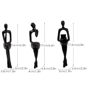 Conjunto de 3 Esculturas Abstratas Modernas para Decoração de Escritório