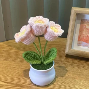 Mini Vaso de Flor Rosa para Decoração de Escritório e Casa - 1/2/4 Peças - Modelo H, 1 Peça