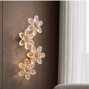 Lâmpada de Parede Cristal Moderna em Formato de Flor - Iluminação Elegante