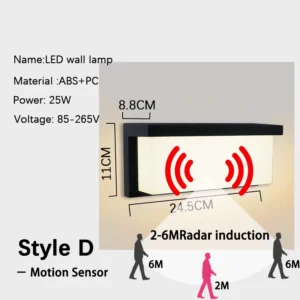 Luz de Parede LED Externa com Sensor de Movimento IP65 - Branco Quente 3000K