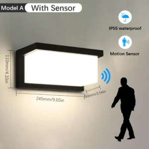 Lâmpada de Parede LED Externa com Sensor de Movimento - 16W/30W