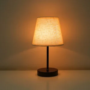 Abajur de Tecido Redondo LED com Carregamento USB para Quarto e Estudo - Controle de Tempo