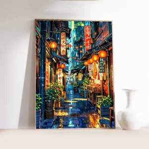 Quadro de Arte Abstrata de Rua em Tóquio para Decoração Moderna