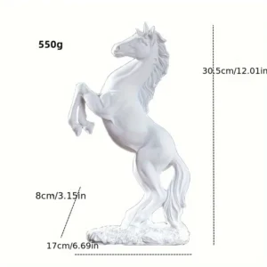 Escultura Abstrata de Cavalo em Resina Dourada e Branca para Decoração - BRANCO